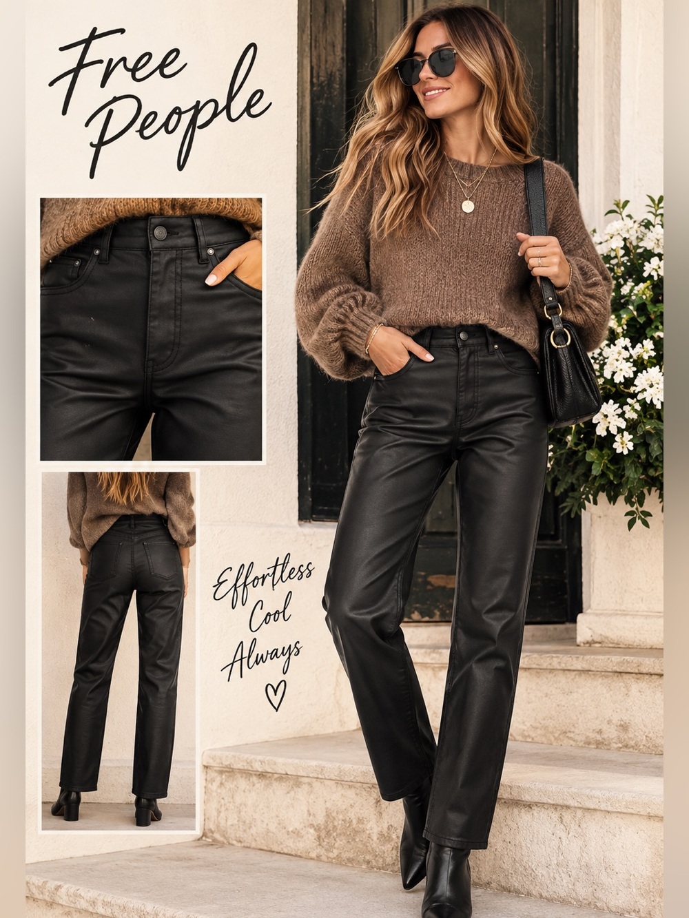 Free People We The Free Pacifica High Rise Slim Straight Coated Jeans Black